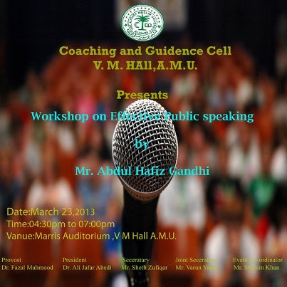 Public Speaking Workshop on 23 March 2013 in AMU